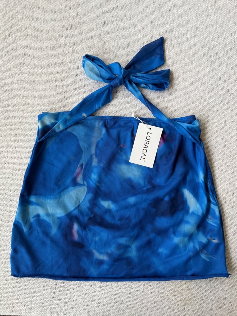 NWT Y2K Blue Tie-Neck Crop Top